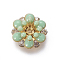 Brass Bead Caps, with Enamel and Rhinestone, Flower, Golden, Medium Aquamarine, 12x5mm, Hole: 0.8mm, Inner Diameter: 3mm