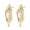Nuggets Brass Micro Pave Clear Cubic Zirconia Stud Earring Findings, with 925 Sterling Silver Pins, Rack Plating, Long-Lasting Plated, Golden, 22x7.5mm, Hole: 1.4mm, Pin: 0.7x12mm