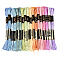 Polyester Embroidery Threads, Cross Stitch Threads, Segment Dyed, Mixed Color, 0.5~2mm, about 8.75 Yards(8m)/Skein, 18 colors, 1 skein/color, 18 skeins/set