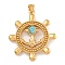 304 Stainless Steel & Synthetic Turquoise Rudder Big Pendants, Retro Viking Anchor Charms, Golden, 53x47.5x10.5mm, Hole: 9x5mm