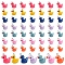 21Pcs 7 Colors Resin Pendant, Duck Charms, with Iron Loops, Mixed Color, 20x17.5x11mm, Hole: 2mm, 3pcs/color