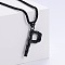 Stylish Stainless Steel Initial Pendant Necklaces, Black, Letter P