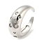 Brass Micro Pave Cubic Zirconia Open Cuff Ring, Platinum, US Size 8 1/2(18.5mm)