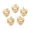 Brass Micro Pave Cubic Zirconia Charms, with Jump Rings, Textured, with Words Happiness, Heart, Clear, Golden, 14.5x13x2mm, Jump Rings: 2mm Inner Diameter