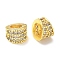 Brass Micro Pave Cubic Zirconia European Beads, Long-Lasting Plated, Golden, 6x4.5mm, Hole: 3.2mm