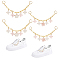 4Pcs 2 Styles Brass Paperclip Chains Boot Strap Chains, Flower, with Alloy Enamel Pendants, Mixed Color, 147mm, 2pcs/style