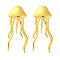 Ion Plating(IP) 304 Stainless Steel Jellyfish Stud Earrings, Real 18K Gold Plated, 38x16mm