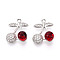 Brass Micro Pave Cubic Zirconia and Glass Pendants, Cherry, Platinum, 16~17x13.3x7mm, Hole: 1.2~1.4mm