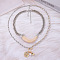 Resin Horn & Zinc Alloy Coin & Plastic Pearl Pendant Double Layer Necklaces for Women, Platinum & Golden, 18.11~27.56 inch(46~70cm), 2pcs/set