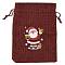 Christmas Theme Jute Cloth Storage Bags, Rectangle Drawstring Bags, FireBrick, Santa Claus, 18x13x0.4cm