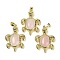 Natural Rose Quartz & Brass Pendants, Rack Plating, Cadmium Free & Lead Free, Sea Turtle Shaped, 38x27.5x7mm, Hole: 8x5mm