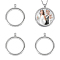 4Pcs Stainless Steel Locket Pendants, with Transparent Glass Window, Flat Round, Stainless Steel Color, 35.5x30x6mm, Hole: 4mm, Inner Diameter: 24.8mm