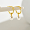 925 Sterling Silver Oval Hoop Earrings, with Imitation Pearl, Real 18K Gold Plated, 23x12mm