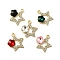 Alloy Pendants, with Rhinestone & Glass, Lead Free & Cadmium Free & Nickel Free, Rack Plating, Star, Mixed Color, Golden, 18.5x17.5x5mm, Hole: 1.8mm