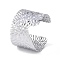Non-Tarnish 304 Stainless Steel Textured Wide Open Cuff Bangles for Women, Stainless Steel Color, Inner Diameter: 2-1/2 inch(6.2cm), 43mm