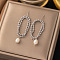Minimalist Plastic Imitation Pearls Oval Stud Earring, Stainless Steel Ball Chain Jewelry for Women, Stainless Steel Color,