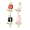 Alloy Enamel Pendants, Flower Charms, UV Plating, with Rhinestone, Golden, 24x12.5x2.5mm, Hole: 1.8mm