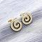 Brass Micro Pave Clear Cubic Zirconia Stud Earrings, Long-Lasting Plated, Lead Free & Cadmium Free, Vortex Spiral, Real 18K Gold Plated, 14.5x13mm