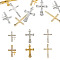 20Pcs 10 Styles Alloy Rhinestone Pendants, Cross, Mixed Color, 25~34x17~21x2mm, Hole: 1.8~2mm, 2pcs/color