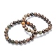 Bracelets de perles extensibles en agate multicolore naturelle G-A185-01E-2