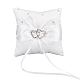 CRASPIRE Ring Cushion Wedding Marriage Couple Ring Holder Ring Bearer Cushion Wedding Ring Pillow White Bow knot Double Hearts Diamonds Wedding Ring Pillow Bearer Holder Pillow with Bow knot DIY-WH0325-48A-1