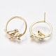 Brass Cubic Zirconia Stud Earring Findings KK-S350-421G-2