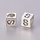Antique Silver Plated Initial Letter Alloy European Beads TIBEB-Q054-50AS-NR-2