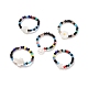 Anello da dito elasticizzato con conchiglia e perline di vetro da donna RJEW-JR00481-1