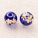 Flower Picture Printed Glass Round Beads GLAA-J089-10mm-A01-2