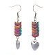 Non-magnetic Synthetic Hematite Heart Beads Dangle Earrings EJEW-JE02877-M-2