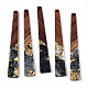 Grandes colgantes de resina transparente y madera de nogal RESI-N039-68C-1