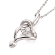 304 collana con ciondolo cuore in acciaio inossidabile con zirconi chiari da donna NJEW-G019-05P-1