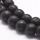 Brins de perles en pierre de lave naturelle (remplie de colle colorée) G-A163-04-6mm-3