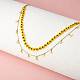 Glass Seed Braided Flower Double Layer Necklace NJEW-SW00015-02-5
