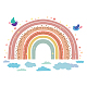 SUPERDANT Cartoon Boho Rainbow Wall Sticker Birds Wall Decal Colorful Rainbow Heart Vinyl Wallpaper Rainbow Decals for Girls Baby Nursery Bedroom Playroom Home Decoration DIY-WH0228-805-1