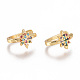 Golden Plated Brass Micro Pave Cubic Zirconia Cuff Earrings EJEW-L244-25G-1