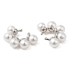 Rack Plating Brass Cuff Earrings with Plastic Pearl Beaded EJEW-M222-03P-2