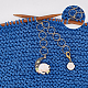 合金エナメルの足跡と月と猫のチャーム編み列カウンターチェーン  真鍮リング付き  ゴールドカラー  21.6cm HJEW-PH01812-4