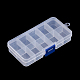プラスチックビーズ収納ケース  調整可能な仕切りボックス  ビーズ収納  取り外し可能な10コンパートメント  長方形  透明  14.5x7x2.2cm CON-Q026-01A-1