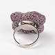 調節可能なナゲット溶岩岩の宝石用原石の指輪  プラチナトーンの真鍮パーツ  紫色のメディア  18mm RJEW-I019-01-3