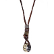 Einstellbar Retro-Zink-Legierung Anhänger und Lederband Lariat Halsketten für Männer NJEW-BB15980-9
