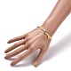 Peinture de cuisson de fleurs de marguerite faites à la main et bracelets extensibles en perles de verre teint BJEW-JB07668-04-3