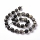 Chapelets de perles de pierre noire/soie noires naturelles G-G990-F15-3
