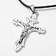 Alloy Cross Pendant Necklaces for Women X-NJEW-L401-35P-1