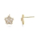 Clear Cubic Zirconia Snowflake Stud Earrings with Glass EJEW-G322-03G-3
