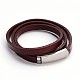 3-Loop Cowhide Leather Wrap Bracelets BJEW-F173-04-3