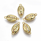 Brass Micro Pave Cubic Zirconia Links connectors, Cowrie Shell Shape, Colorful, Golden, 20.5x10x7mm, Hole: 1.5mm
