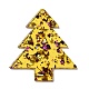 クリスマステーマの両面プリントアクリルパーツ  クリスマスツリーのチャームに  ゴールド  49x42x2mm  穴：1.6mm SACR-F007-03A-2