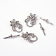 Antique Silver Alloy Tibetan Style Flower Toggle Clasps X-LF0677Y-NF-3