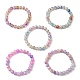 5 Uds. Juego de pulseras elásticas con cuentas redondas de vidrio craquelado de 5 colores BJEW-JB09695-01-5